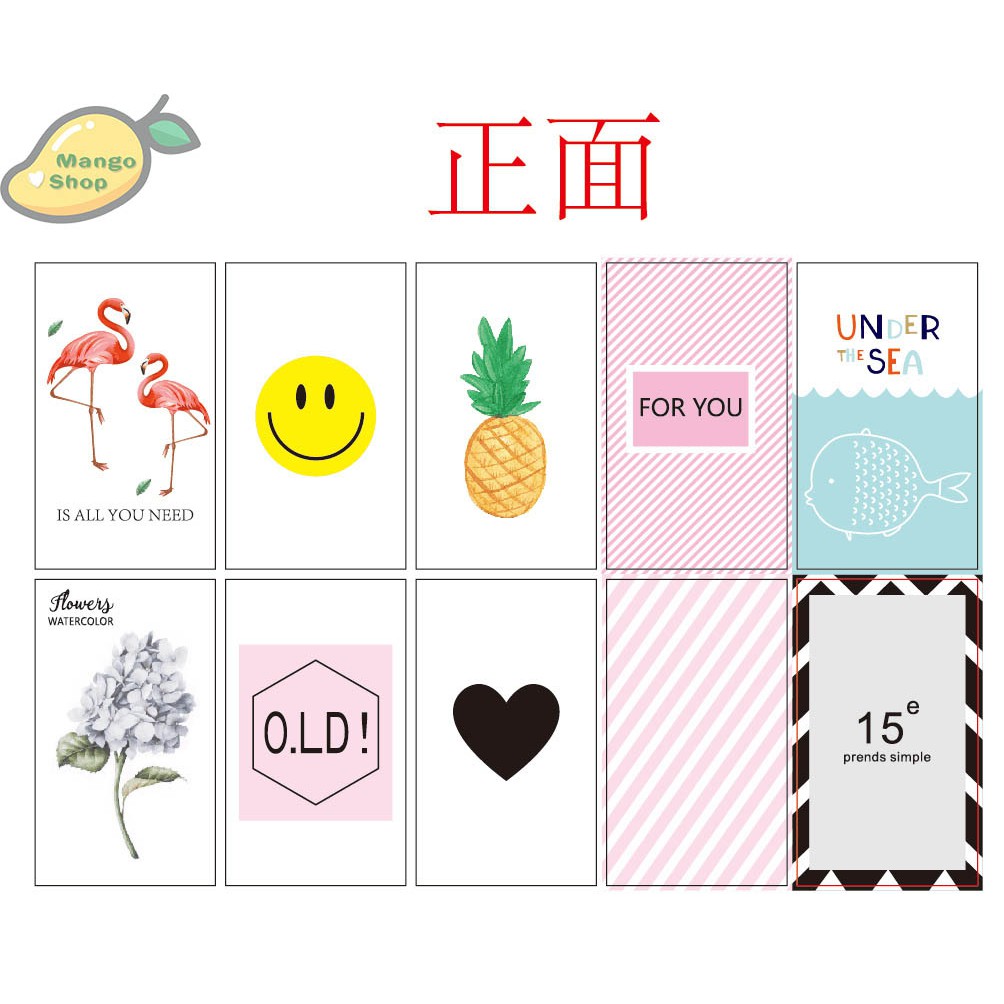 Set 10 Poster 2 mặt chụp ảnh trang trí sản phẩm 9*5,5cm