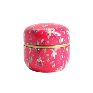 Flower Mini Tin Loose Coffee Candy Storage Box Round Metal Case Wedding Favor