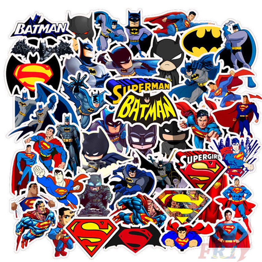 Bộ sticker Super Man và Batman chống thấm nước trang trí mũ bảo hiểm, đàn, guitar, ukulele, điện thoại laptop