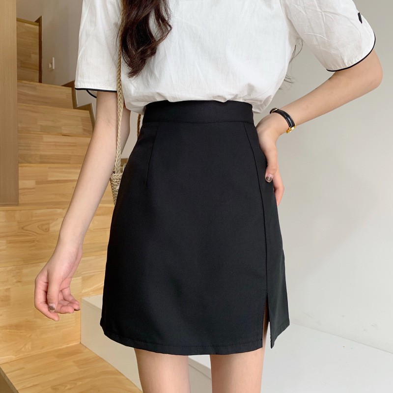 Chân Váy Chữ A Chân Váy Công Sở Lưng Cao Xẻ Tà ( Kèm Quần Trong ) Màu Trơn Dễ Phối Đồ Trẻ Trung Thanh Lịch.