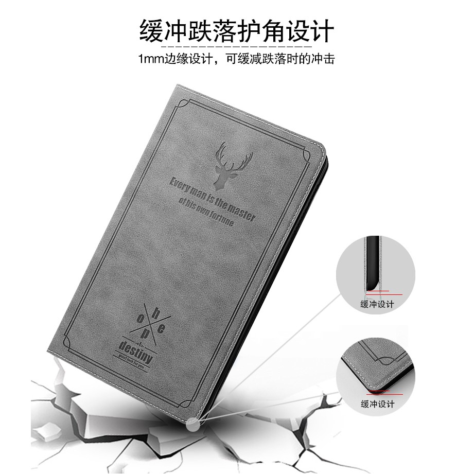 For Samsung Galaxy Tab A 10.1 2019 T510 T515 Retro Deer Folding Flip Leather Tablet Case