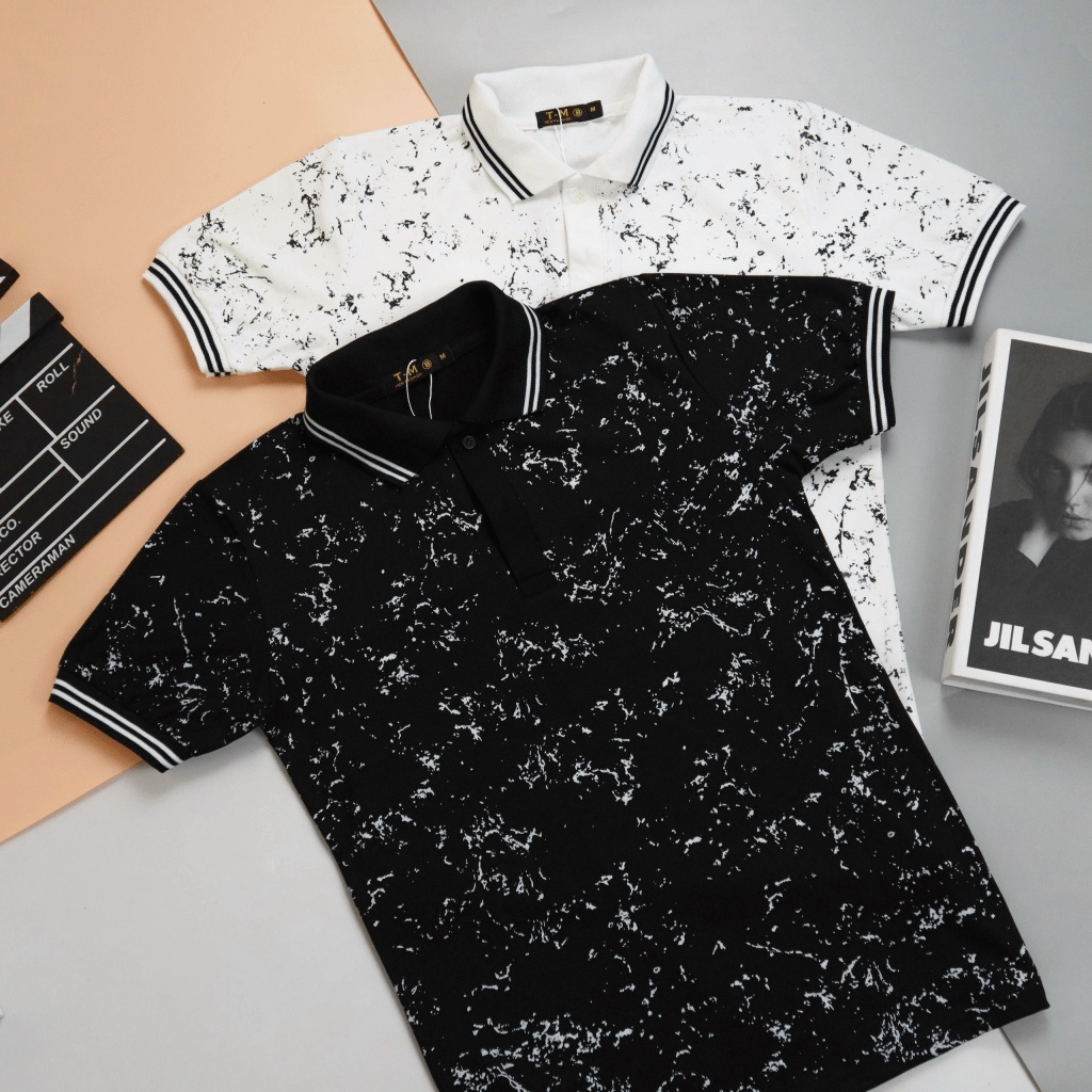 Áo Thun Nam Cổ Trụ Loang Màu Trắng Đen Chất Cotton Mềm Mịn Chuẩn Form Mặc Đẹp Thoáng Mát [NEW UNISEX]