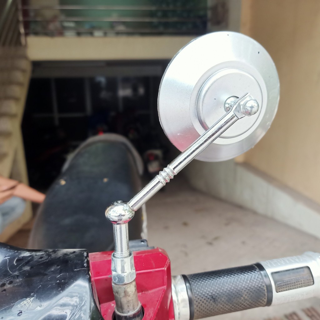 Gương xe máy nhỏ TRÒN - thời trang, góc nhìn rộng, chân gương 10 li thuận ( Giá một cái)