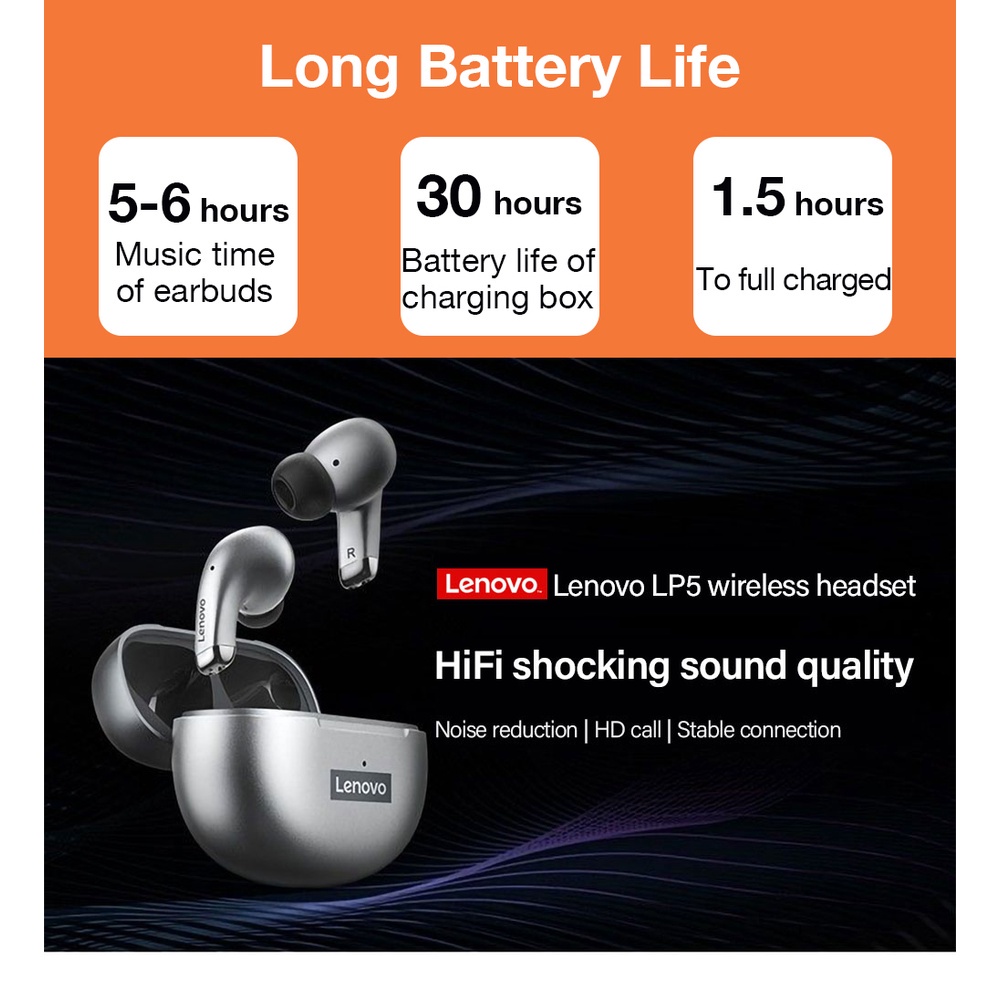 Tai Nghe bluetooth 5.0 lenovo lp5 Chống Ồn Và Phụ Kiện