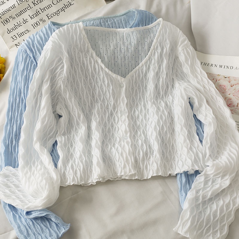 Áo khoác Cardigan Ren Kiểu Áo khoác Mỏng Tay Dài Một Hàng Nút Phong Cách Hàn Quốc Mới Dễ Phối Đồ Dành Cho Nữ