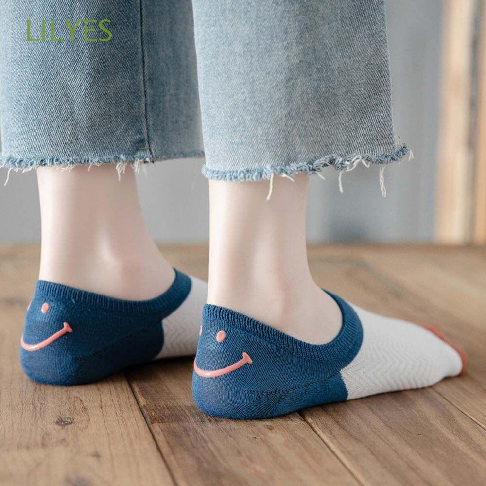 Vớ thuyền cotton cổ thấp vô hình không trượt thoải mái nhiều màu dễ thương phong cách hip hop cho nữ