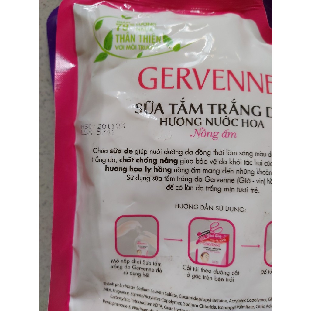 (Tiết kiệm hơn) Túi sữa tắm Gervenne 380g