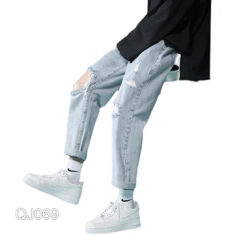 QUẦN JEAN BAGGY NAM WASH RÁCH GỐI - QJ069 - KBT.79 | BigBuy360 - bigbuy360.vn