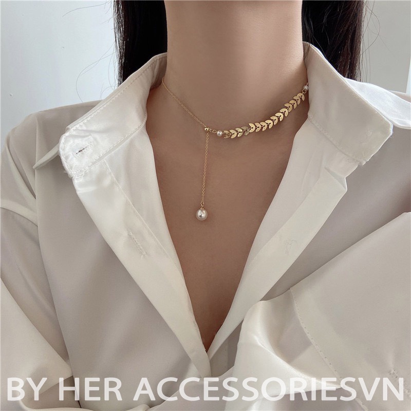 Dây Chuyền, Vòng Cổ Dải Nguyệt Quế Thanh Lịch, Phong Cách Hàn Quốc, Her Accessories C19