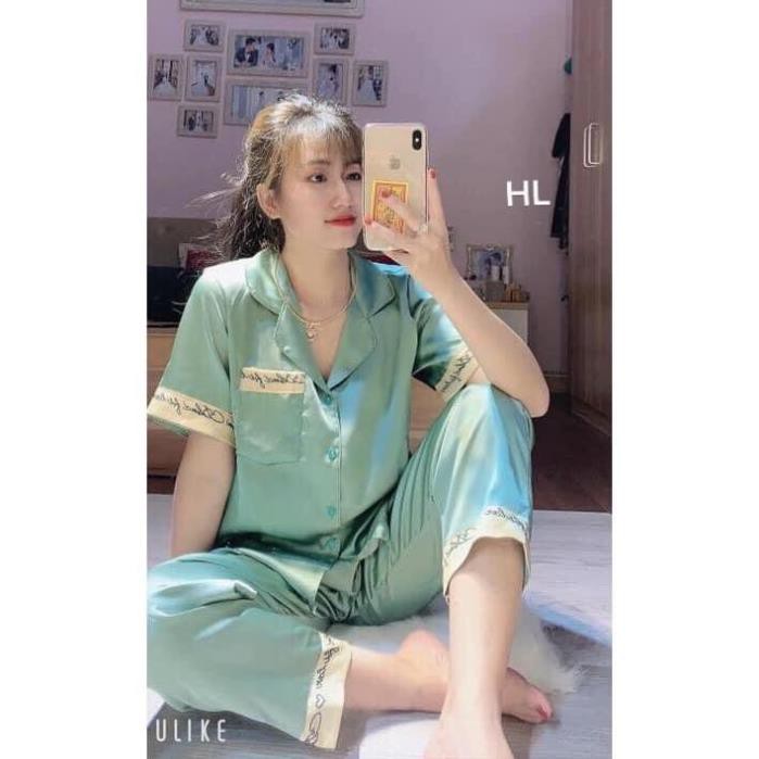 Bộ Đồ Pijama - Bộ Lụa Satin Mặc Nhà Cộc Tay Quần Dài Họa Tiết  Cao Cấp[Hình Ảnh Thực Tế SP] | BigBuy360 - bigbuy360.vn