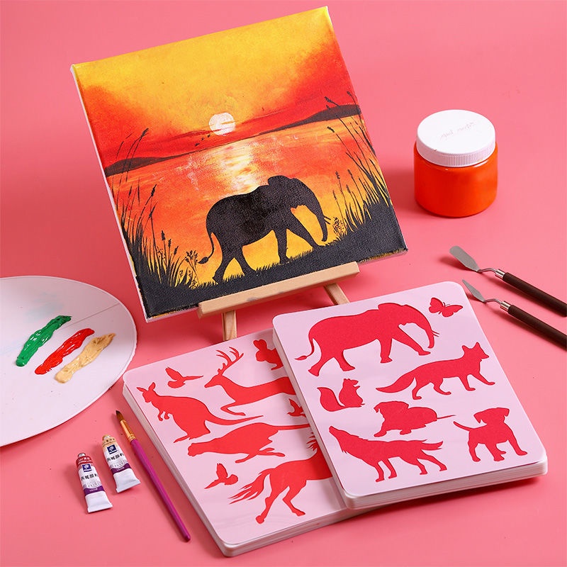 Trẻ em vẽ Hollow Template Handscript Vẽ tranh Template Nhân vật Động vật Hollow Hollow Propylene Vẽ tranh sơn dầu Khuôn cho học sinh tiểu học Văn phòng phẩm Công cụ Tranh