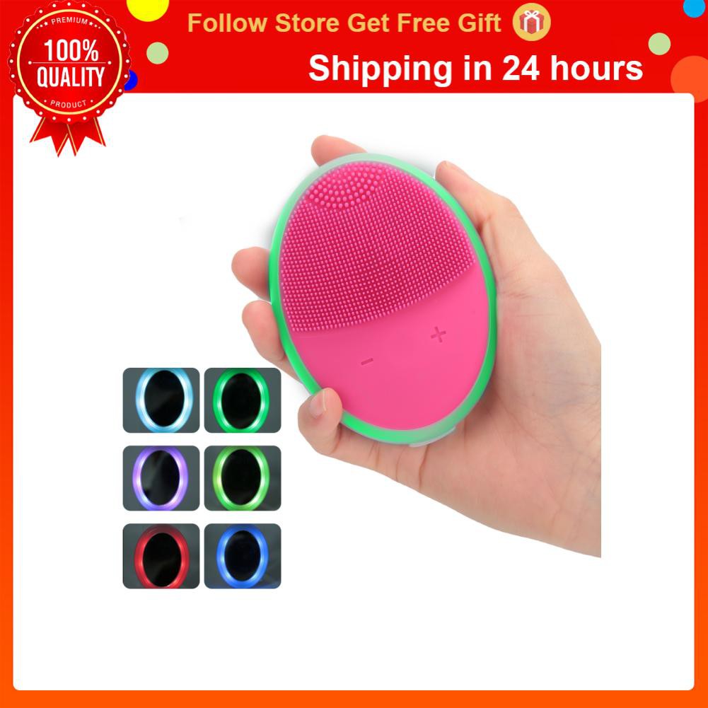 (hàng Mới Về) Máy Rửa Mặt Sóng Siêu Âm Silicone 7 Màu Sắc