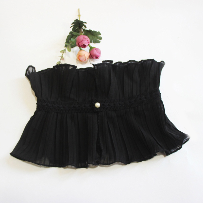 Cổ Áo Giả Hai Lớp Nhún Bèo Màu Đen Phong Cách Gothic Cho Nữ