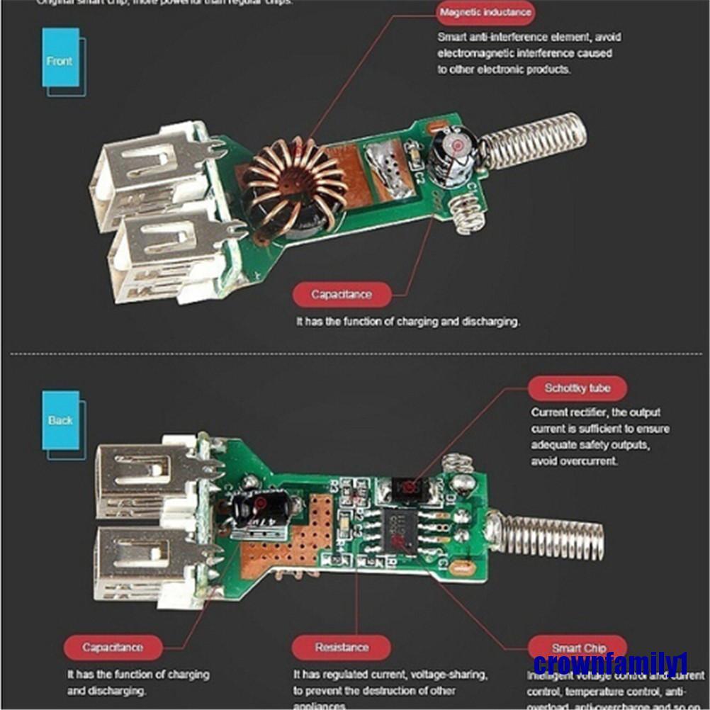 (crownfamily1) Củ Sạc Nhanh 2 Cổng USB DC 3.1A Cho Điện Thoại / laptop