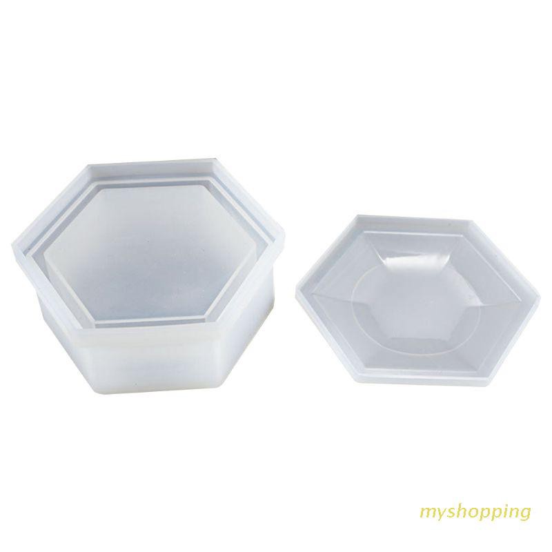 Khuôn silicone dùng tự làm hộp đựng đồ thủ công hình lục giác