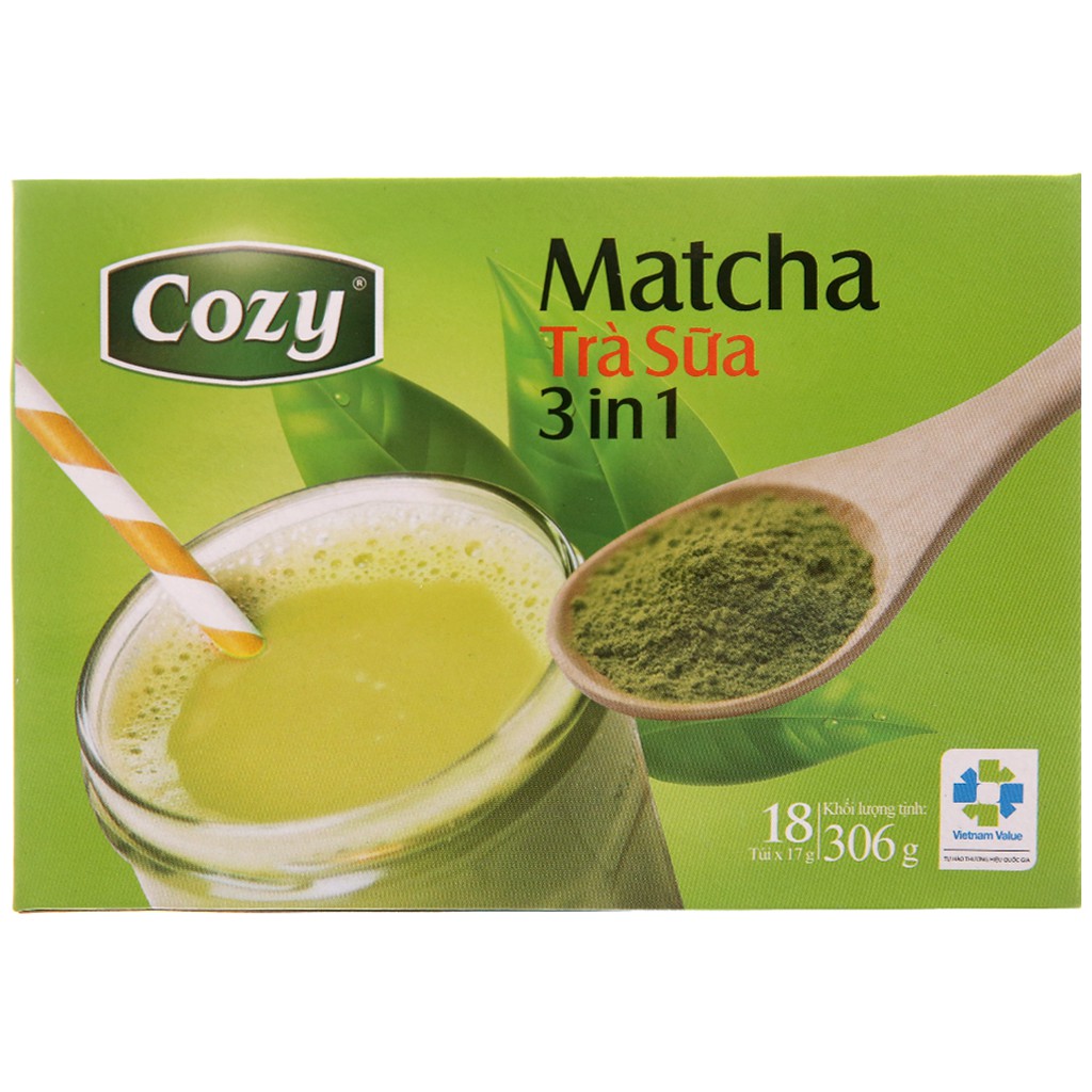 Trà sữa Cozy vị Matcha 3in1 hộp 18 gói