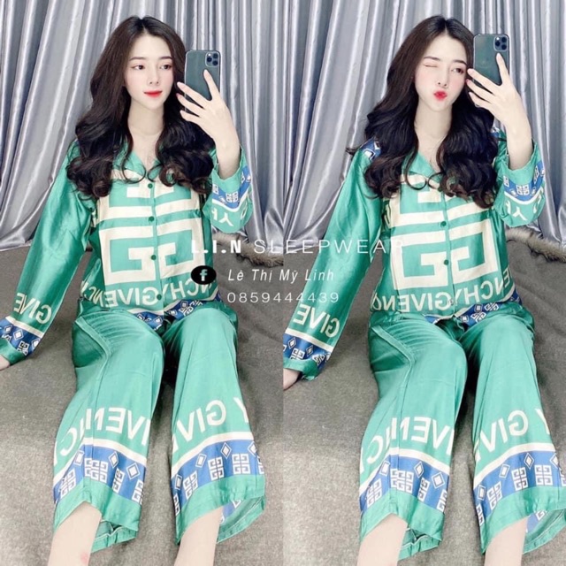 Đồ Bộ Pijama Satin Lụa Hình Tay Dài Quần Dài