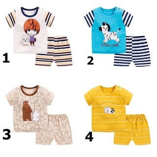 Bộ cotton cộc tay bé trai bé gái