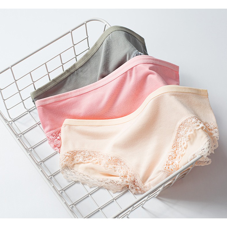 Quần Lót Nữ Cotton, Quần Chip Nữ giá rẻ viền ren kháng khuẩn dễ thương Modal QL28