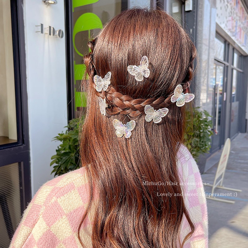 Kẹp Tóc Trong Suốt Hình Bướm Phong Cách Hàn Quốc