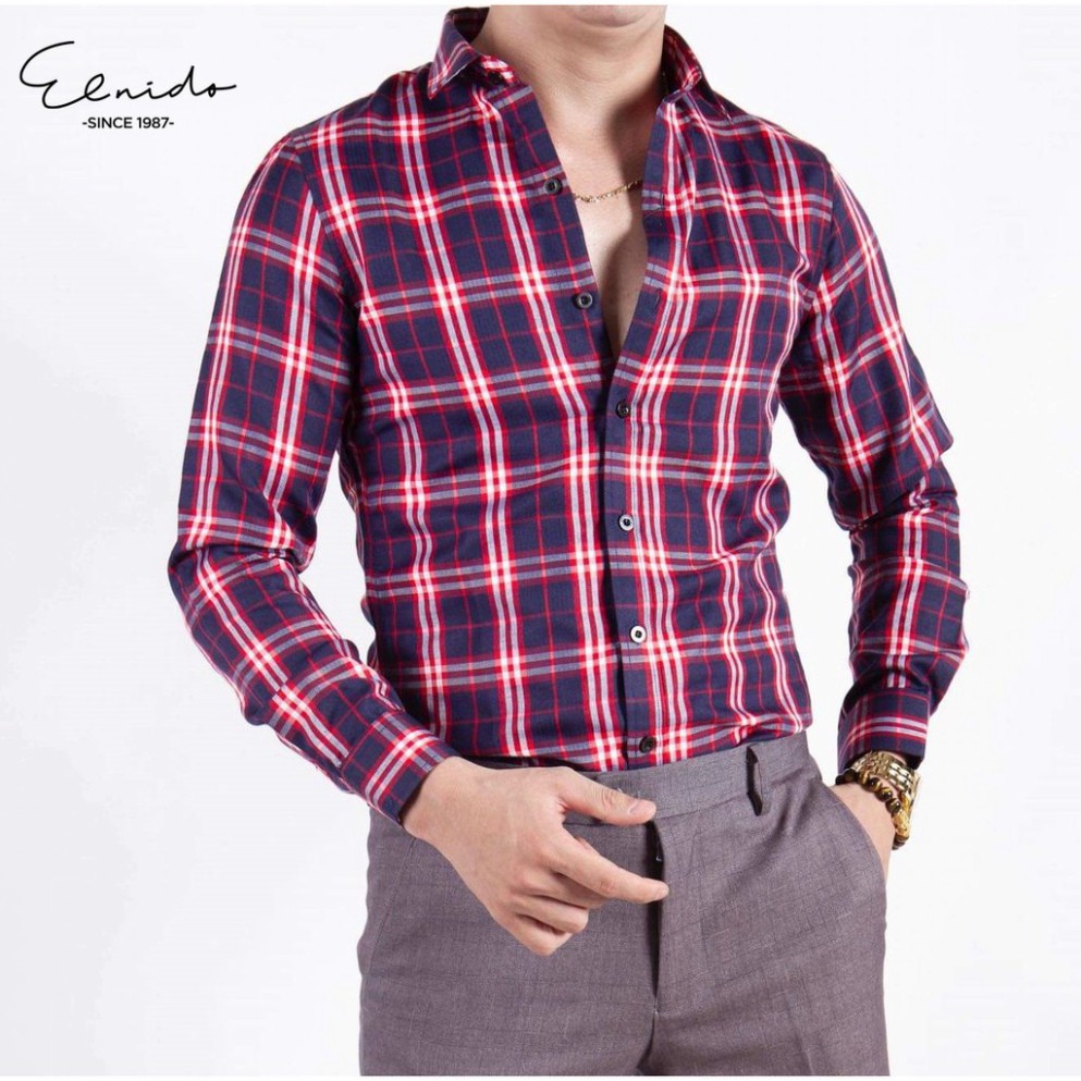 (FREESHIP 50K) (SIÊU PHẨM) Áo sơ mi nam cổ bẻ họa tiết kẻ phong cách thời trang Hàn Quốc ELNIDO flasksale | BigBuy360 - bigbuy360.vn