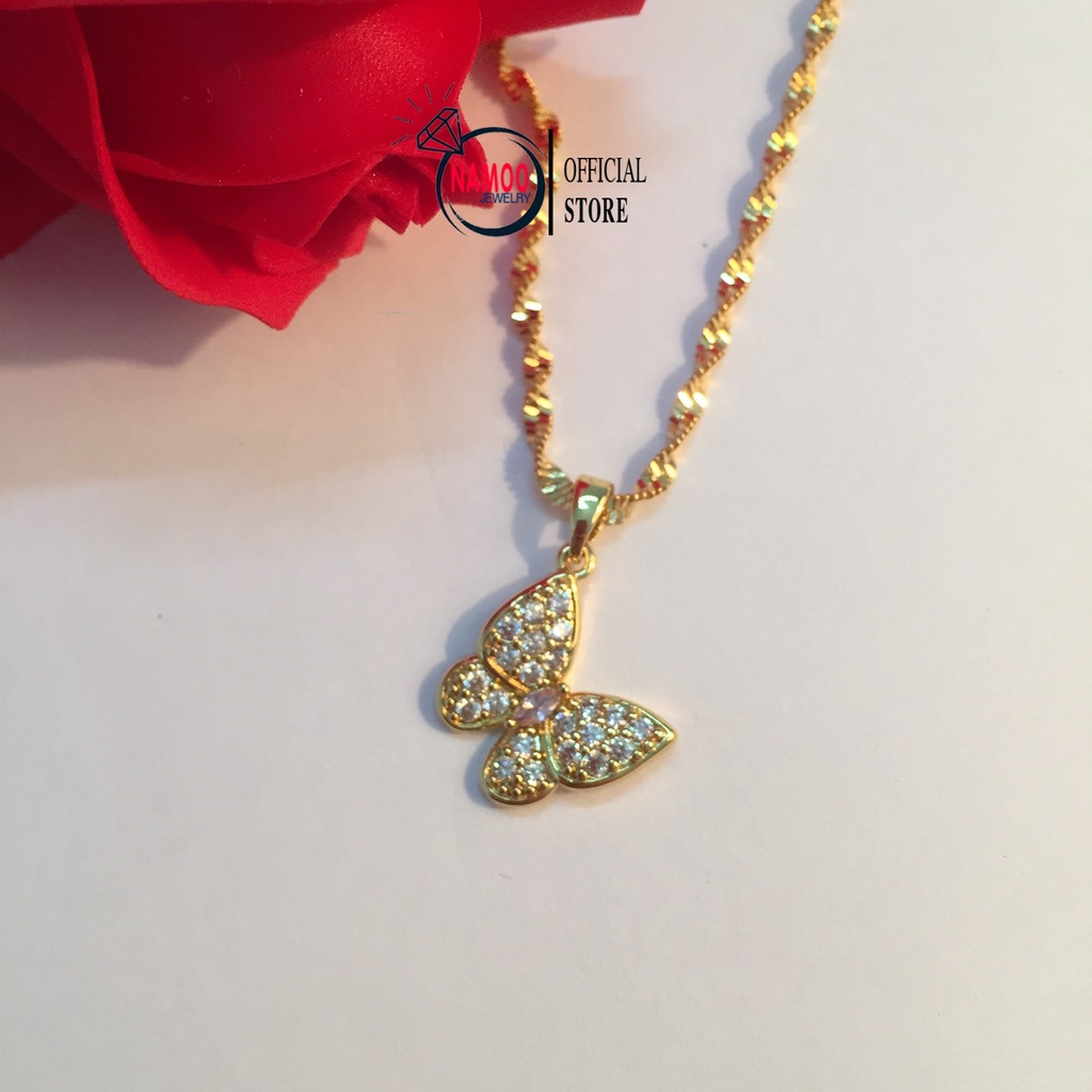 Dây chuyền Bạc Mạ Vàng Nữ Bền Màu Không rỉ Hình Cánh Bướm V557 Namoo Jewelry