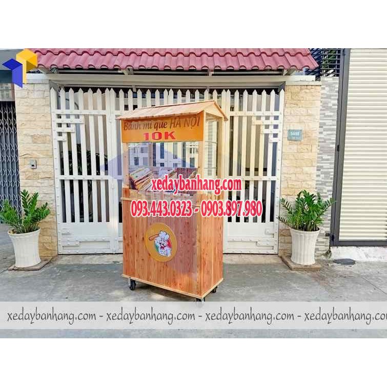 Xe bánh mì lưu động giá rẻ chất liệu gỗ pallet siêu nhẹ siêu bền - xedaybanhang.com