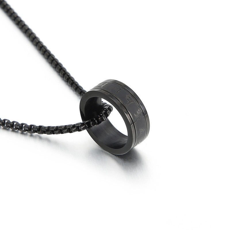 weiweijewelry/Vòng cổ mặt dây chuyền nhẫn thép titan đơn giản thời trang nam và nữ-Trang sức phong cách phật giáo