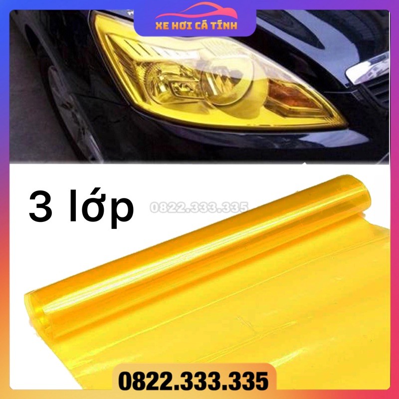 Phim Dán Đèn Pha Xe Hơi màu vàng xuyên sáng phá sương, Kích Thước 30x100cm