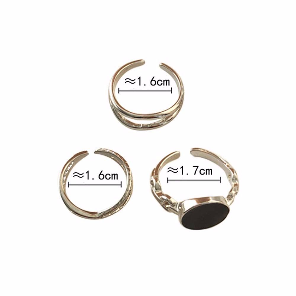 Bộ 3 nhẫn đeo khớp ngón tay kim loại phong cách Hàn Quốc cổ điển thời trang cho nữ