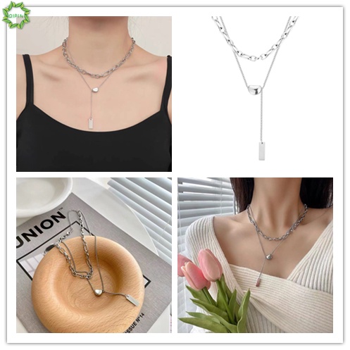 Vòng cổ Kim Loại Hai Lớp Dáng Dài Phong Cách Cổ Điển