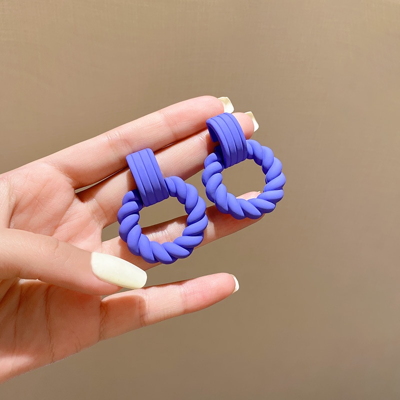 1 Đôi Bông Tai Hình Hoa Màu Xanh Dương / Tím Thiết Kế Hình Học Cao Cấp Thời Trang Mới Cho Nữ