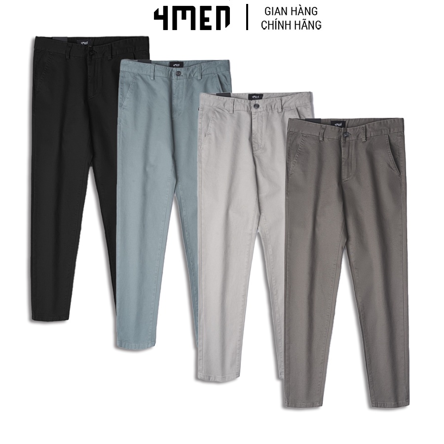 Quần kaki nam trơn đẹp 4MEN QK004 kiểu dáng dài, form slimfit tôn dáng, vải kaki thun co giãn cao cấp - Hàng nhập khẩu