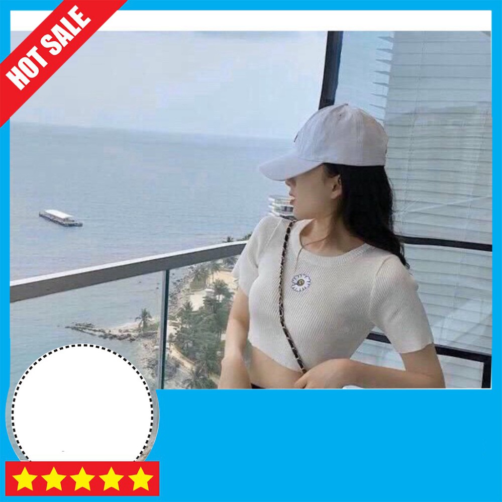 ÁO CROPTOP HOA HƯỚNG DƯƠNG MẶT CƯỜI 4 màu hot - ÁO THUN BODY KIỂU TÍM XANH NEON ĐEN TRẮNG [ new ]