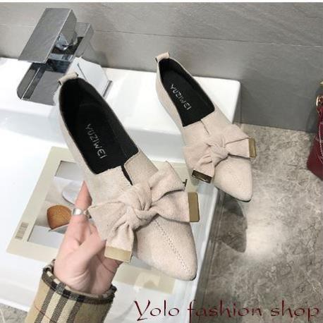 Giày bệt búp bê nữ đế bằng đính nơ xinh xắn hàng QC cao cấp - Kèm hình thật