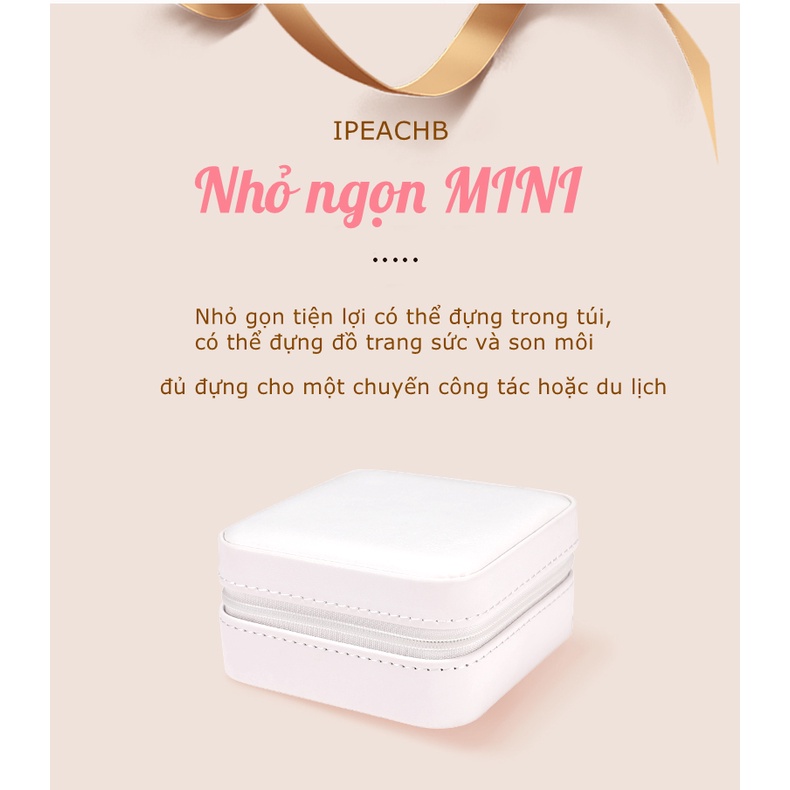 Hộp Đựng Trang Sức Mini Bằng Vải Nhung Nhiều Ngăn Nhỏ Gọn Có Dây Khóa Kéo Tiện Dụng Khi Đi Du Lịch