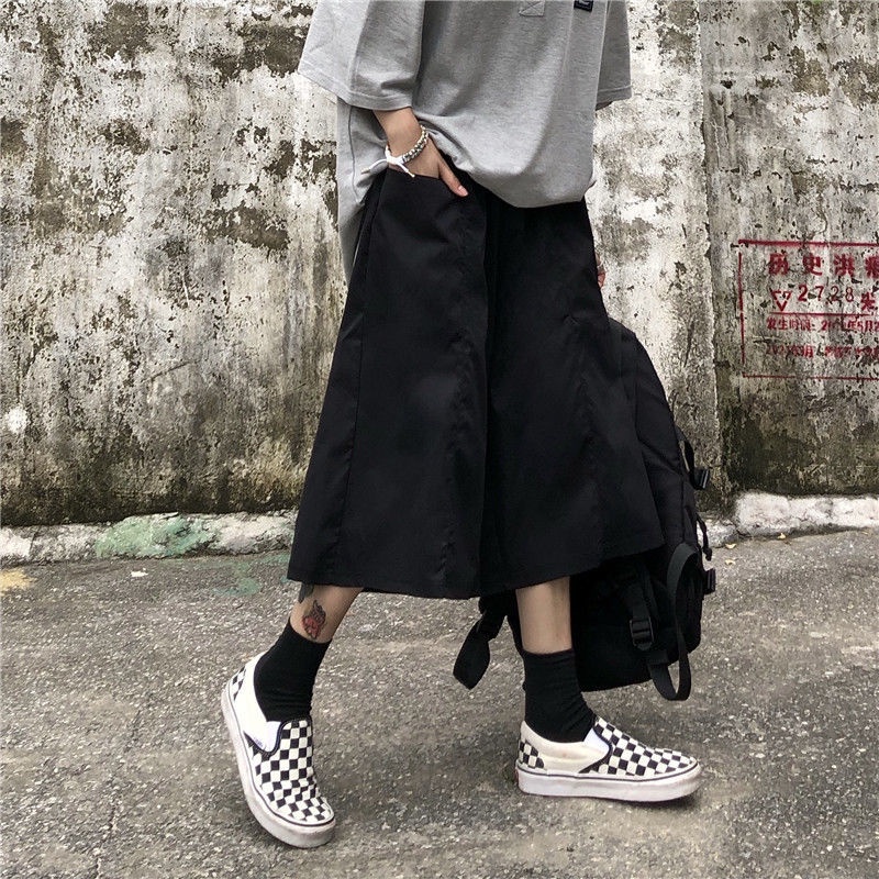 Quần ống rộng Màu Đen Phong Cách Đường Phố Nhật Bản Thời Trang Mùa Hè Dành Cho Nam 2022