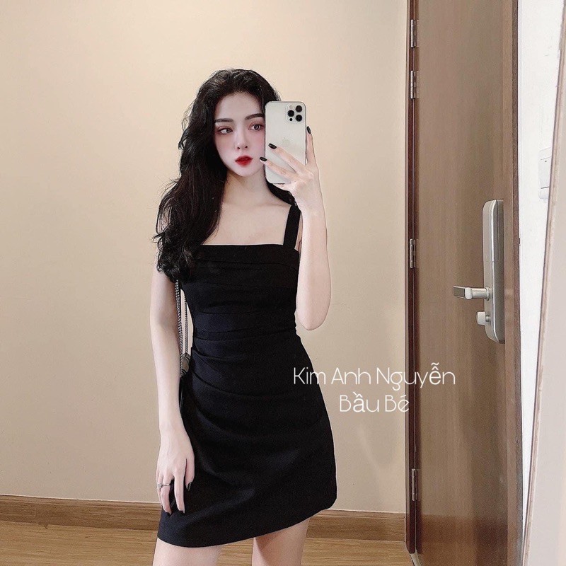 BÁN SỈ VÁY 2S THÔ XẾP LY NGỰC 2 MÀU ĐEN BE CHO NỮ | BigBuy360 - bigbuy360.vn