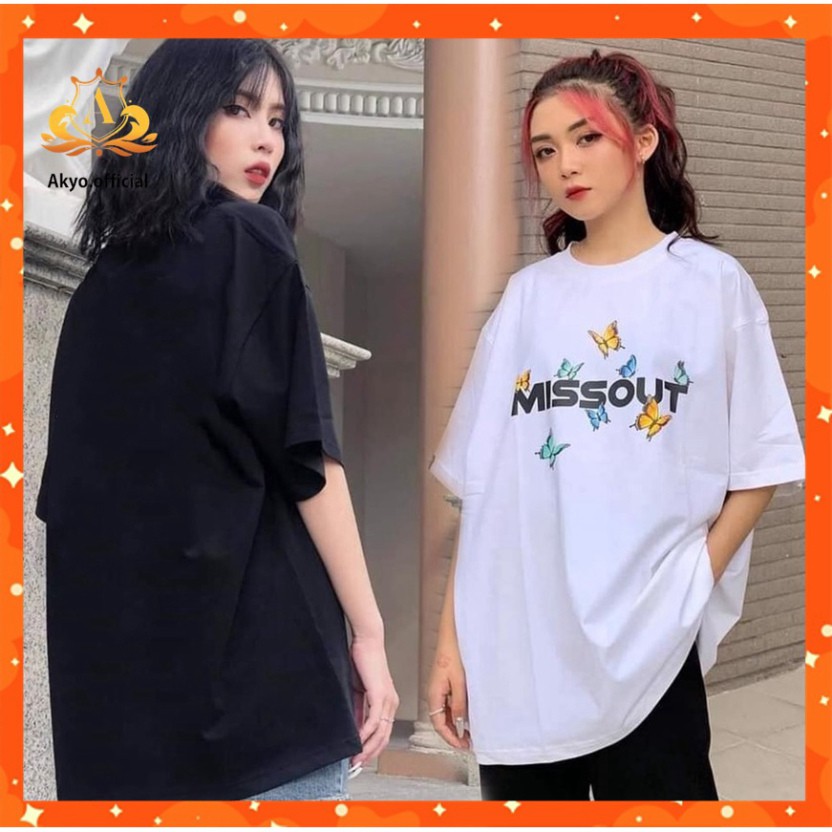 Áo thun in tay lỡ nữ Akyo form rộng dáng Unisex - Ulzzang mặc cặp, nhóm, lớp hình BƯỚM MISSOUT BUTTERFLY-AT03