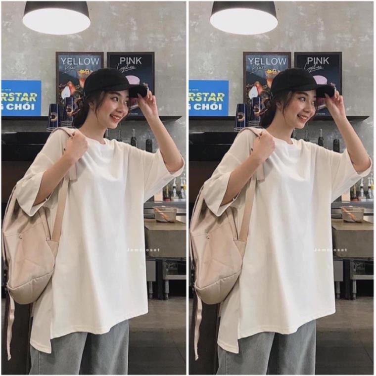 Áo thun trơn nam nữ xẻ vạt giá rẻ form rộng oversize kiểu hàn quốc unisex cao cấp DUKO FASHION AT28