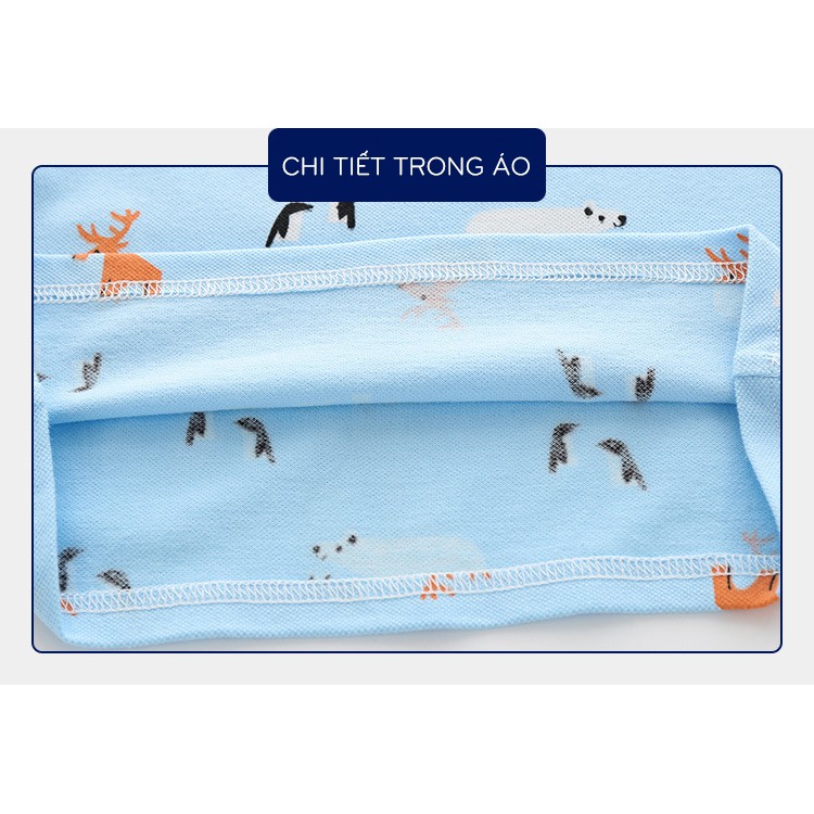 Áo Polo bé trai WELLKIDS áo có cổ cho bé họa tiết hình thú chất cotton hàng xuất Âu Mỹ