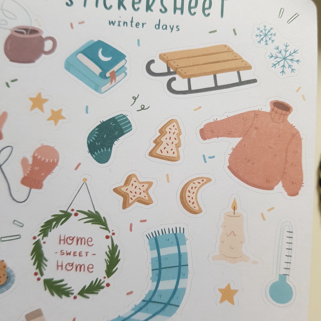 Sticker Sheet Mùa Đông - Chuyên dán sổ | Bullet Journal Stickers, Planner Stickers | Scrapbook Stickers |Winter Stickers