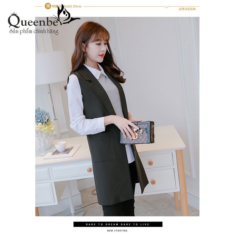 Áo vest nữ màu đen áo gilê sát nách cardigan Queenbe GLA215 Cuocsongvang