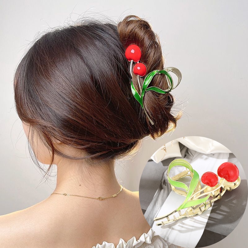 Kẹp tóc HAIMEIKANG trang trí quả cherry xinh xắn thời trang dành cho nữ