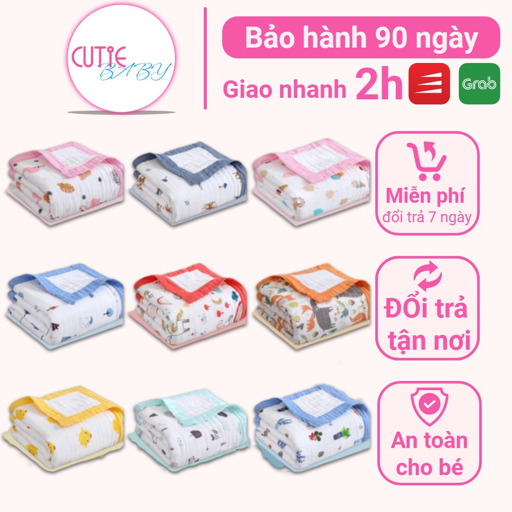 Chăn cho bé mùa hè thu - Mền xô 6 lớp có viền cho bé sơ sinh - Chăn 100% cotton 4 mùa cho bé trai, bé gái, trẻ