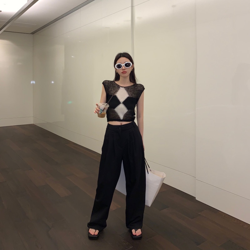 Áo Dệt Kim Mỏng Không Tay Siêu Nhỏ Trong Suốt Thời Trang Dành Cho Nữ