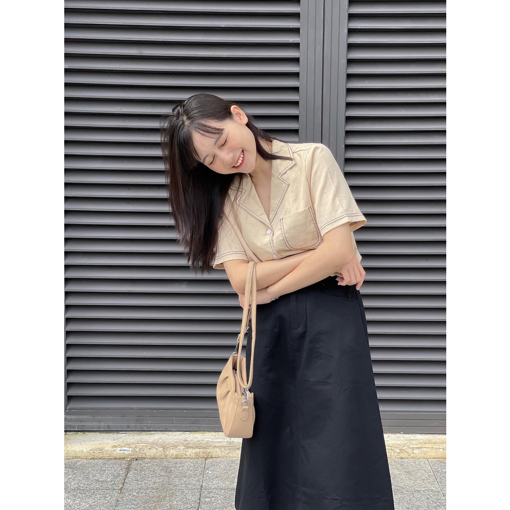 Áo sơ mi kiểu đũi xước phối chỉ viền hàng xưởng FM 21052230 | BigBuy360 - bigbuy360.vn