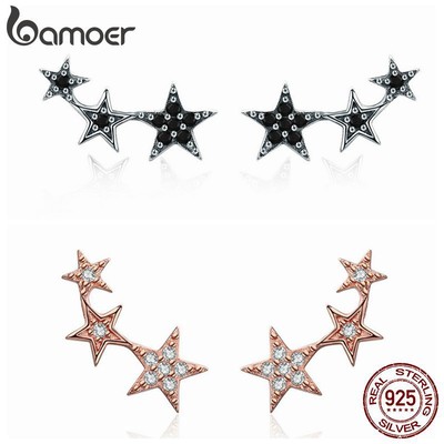 Bamoer Bông Tai bạc 925 Hình Ngôi Sao Lấp Lánh