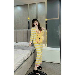 Set đồ bộ lụa xước thiết kế infull mềm, mặc thoải mái không nhăn.