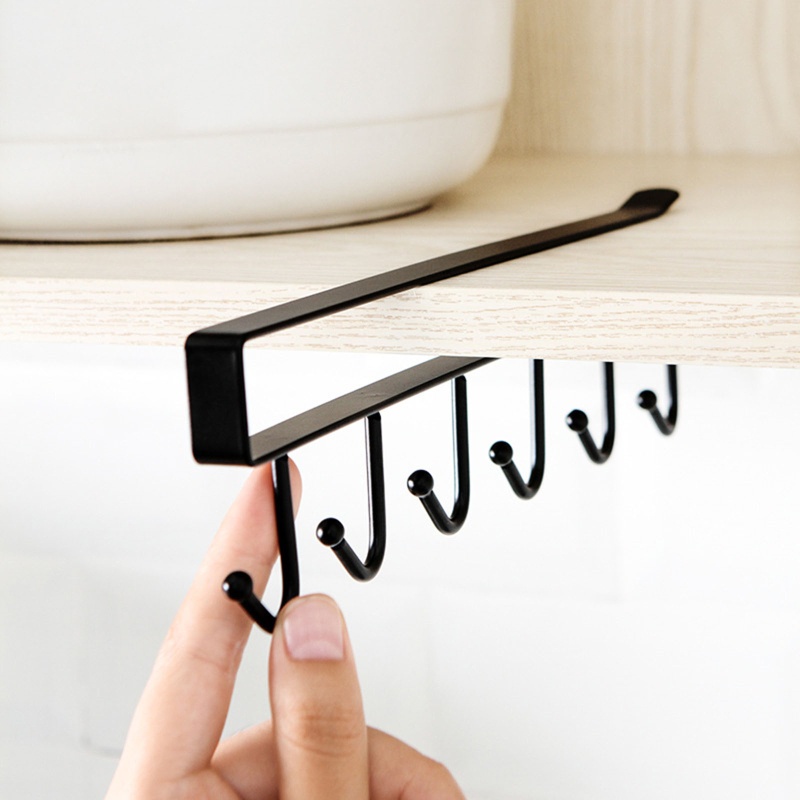 Giá Sắt 6 Móc Treo Ly Cốc Gắn Tủ Quần Áo Tiện Dụng
